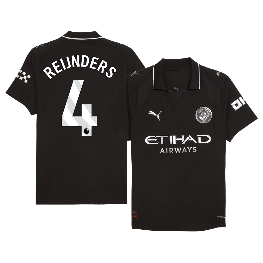 REIJNDERS #4 Manchester City Játékos Idegenbeli Mez 2025/26 Fekete