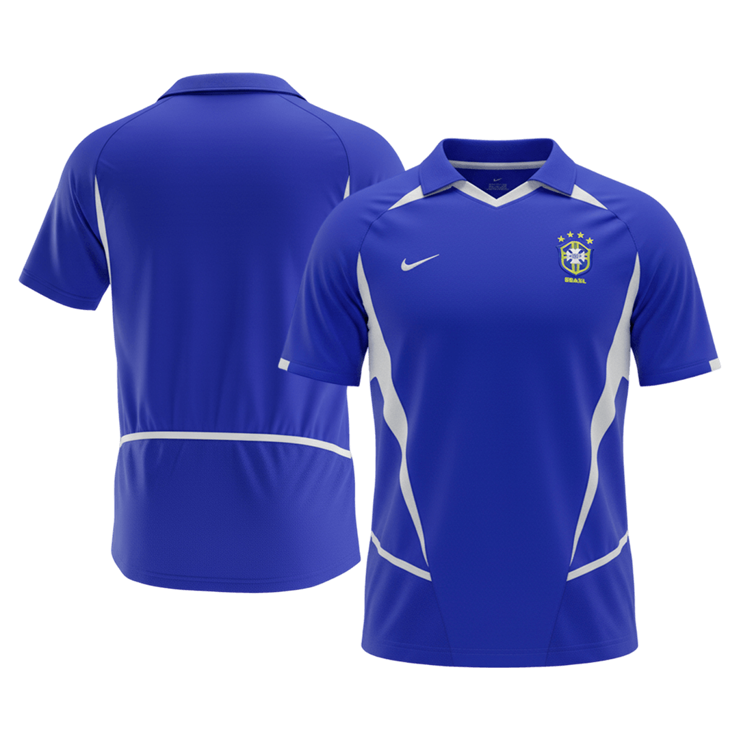 Brazília Idegenbeli Retro Futball Mez 2002 Kék