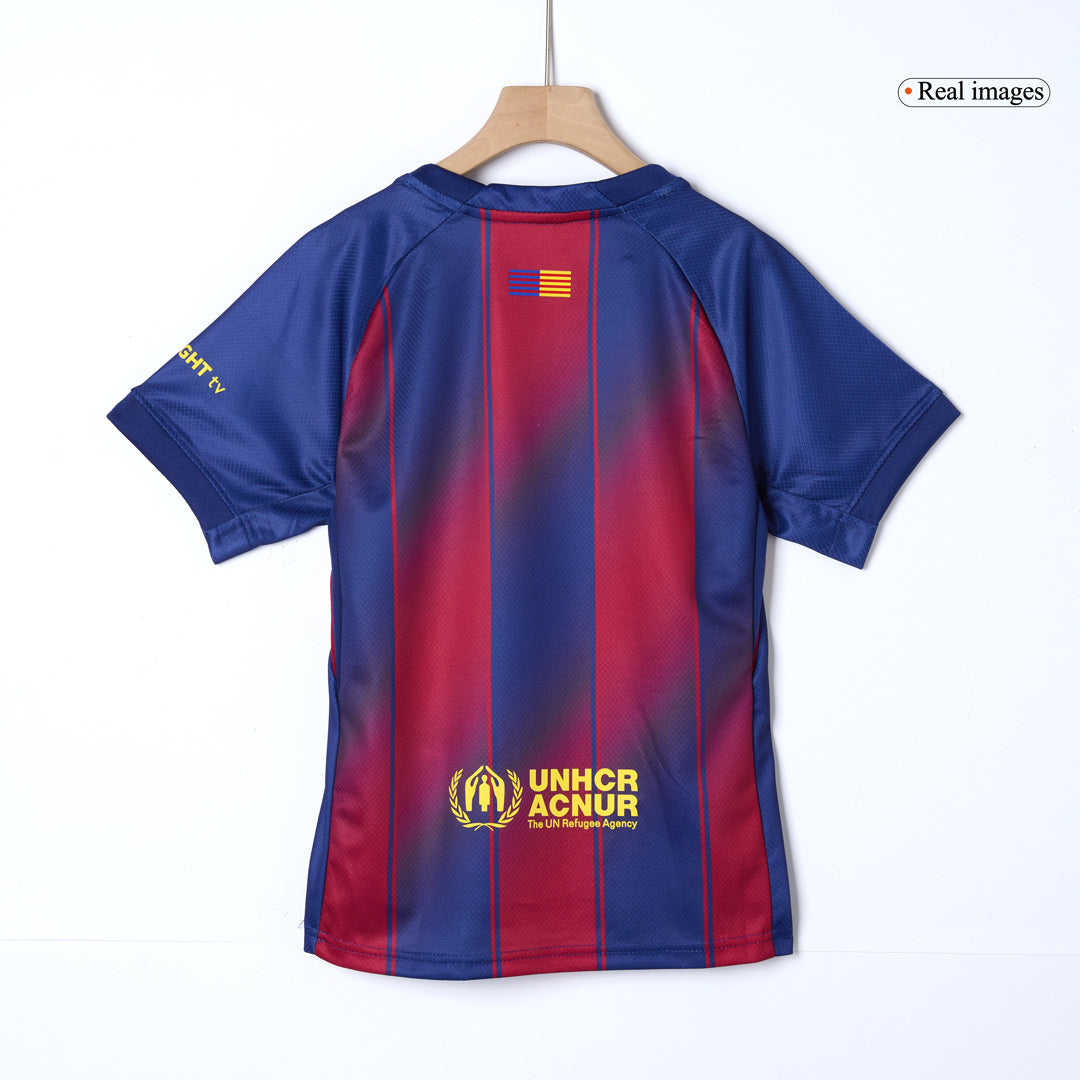 Kid's Barcelona Hazai Soccer Mez Készlet(Mez+Rövidnadrág) 2025/26 Piros&Kék