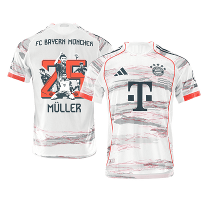 MÜLLER Special #25 Játékos Bayern Munich Idegenbeli Soccer Mez 2025/26 Fehér