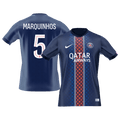【Szuper Jó Minőségű】MARQUINHOS #5 PSG Otthon Soccer Mez 2025/26 Haditengerészet