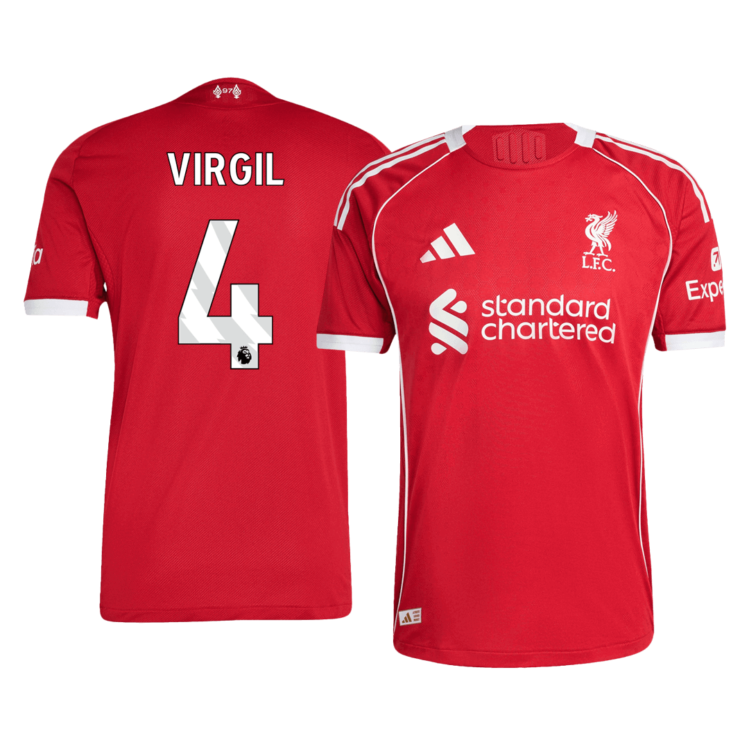 VIRGIL #4 Játékos Liverpool Otthon Soccer Mez 25/26 Piros 2025/26
