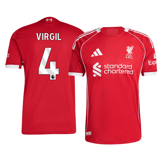VIRGIL #4 Játékos Liverpool Otthon Soccer Mez 25/26 Piros 2025/26