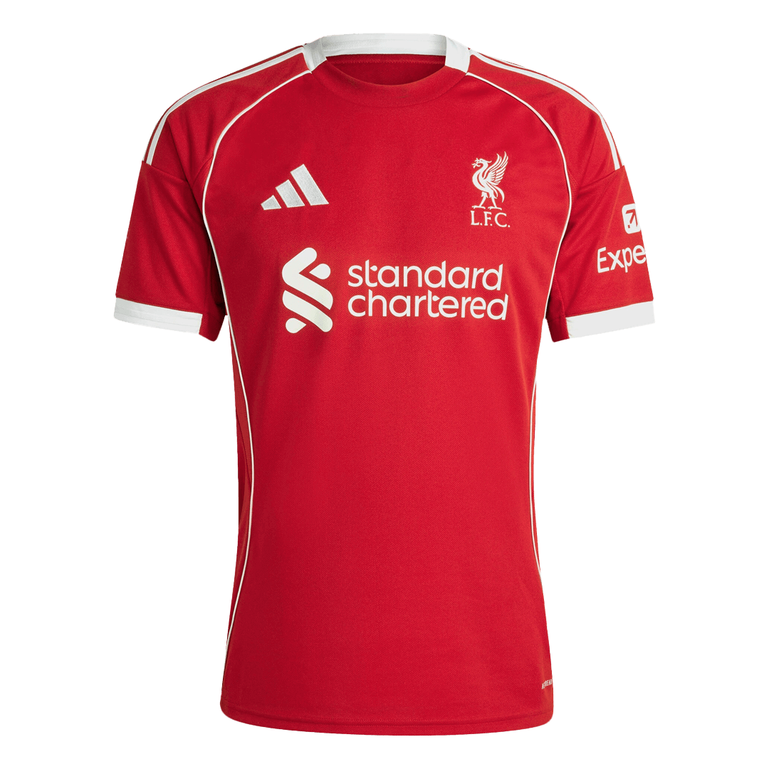 M.SALAH #11 Liverpool Otthon Soccer Mez 25/26 Piros