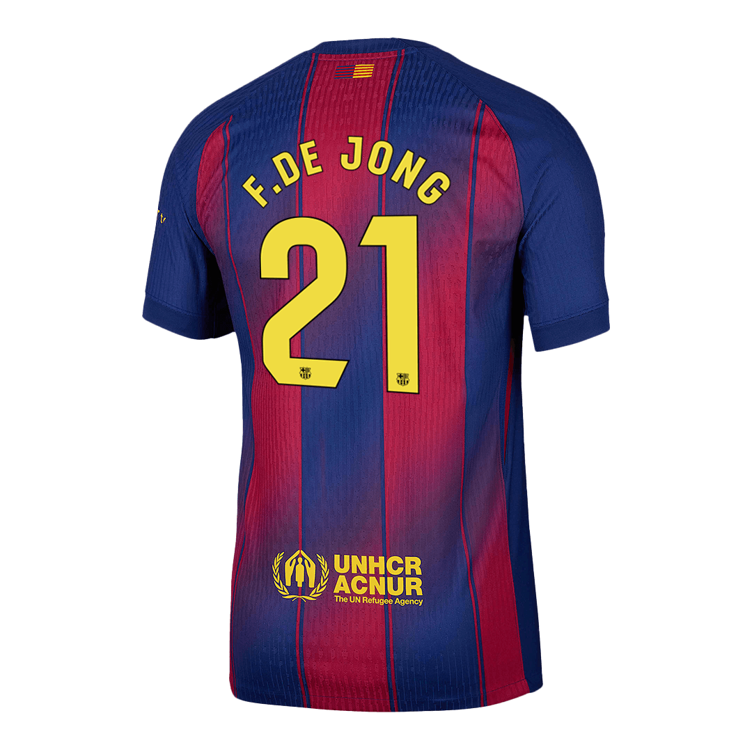 F.DE JONG #21 Játékos Barcelona Otthon Soccer Mez 2025/26 Piros&Kék
