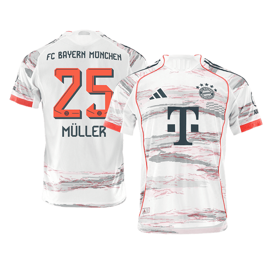 MÜLLER #25 Játékos Bayern Munich Idegenbeli Soccer Mez 2025/26 Fehér