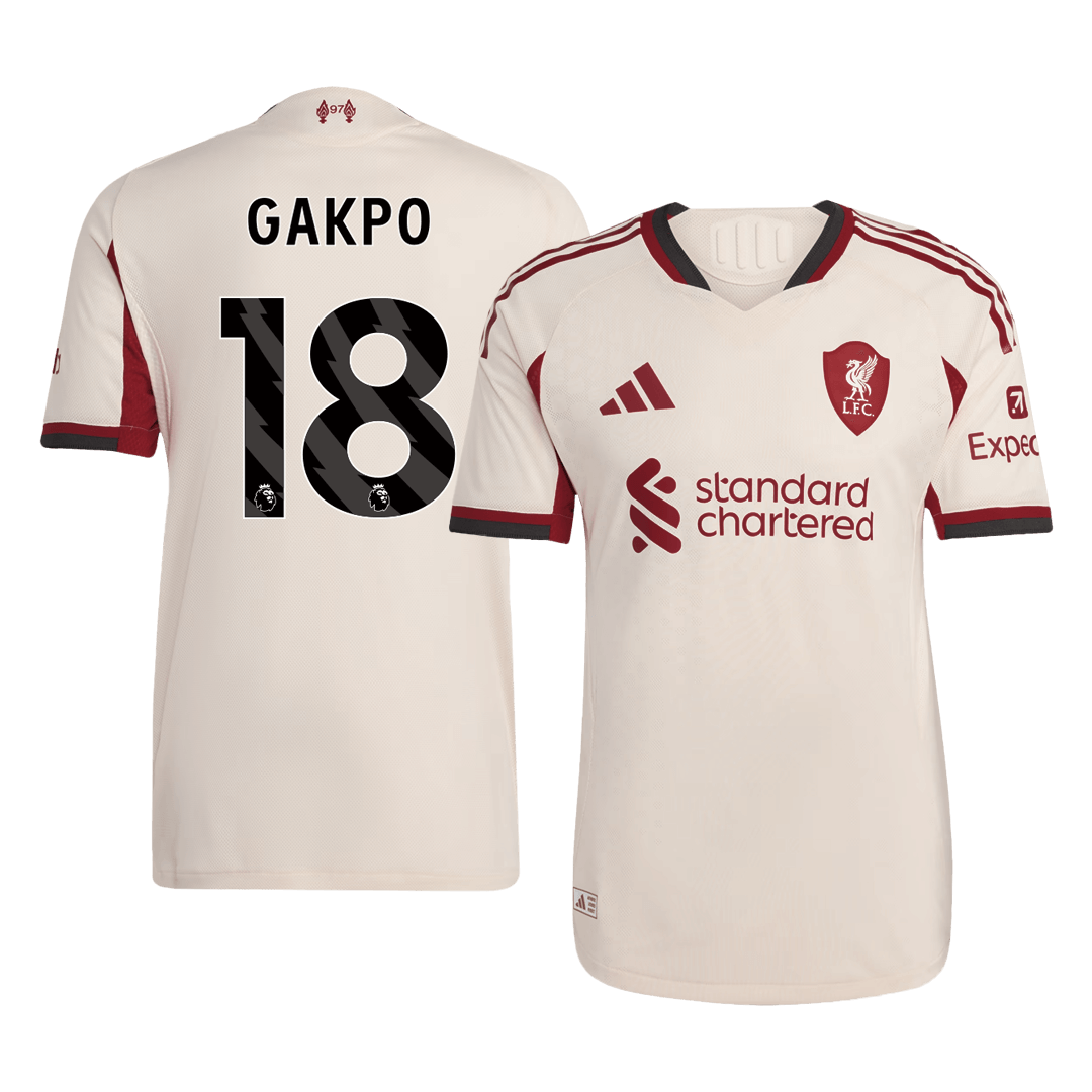 GAKPO #18 Liverpool Játékos Idegenbeli Mez 2025/26 Fehér