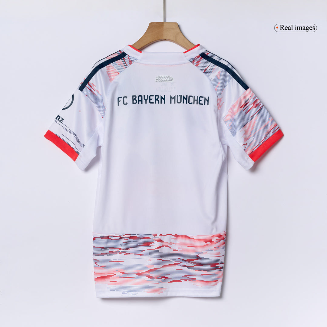 Gyerekek  Bayern Munich Idegenbeli Soccer Mez Készlet(Mez+Rövidnadrág) 2025/26 Fehér